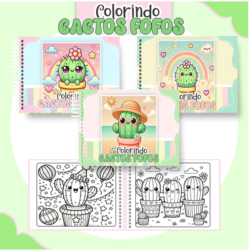 Livro de Colorir Cactos Fofos