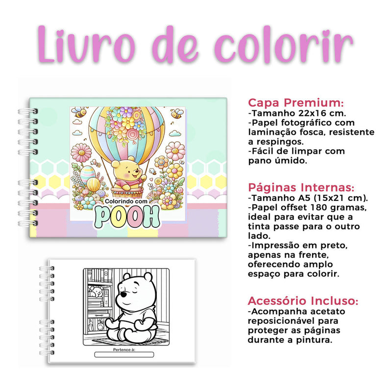 Livro de Colorir Pooh Rosa